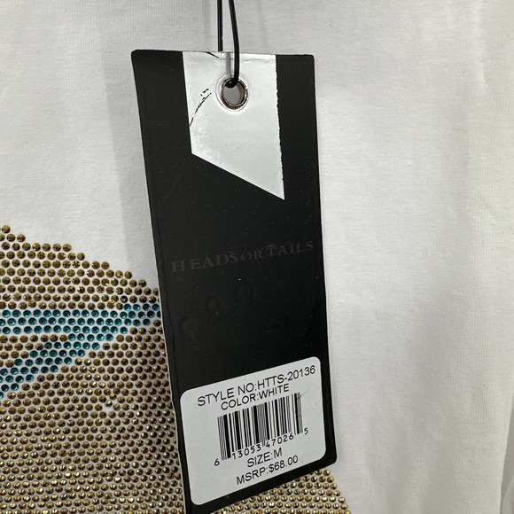 Heads Or Tails Rhinestone Skull Graphic Tee NWT Medium - Picture 7 of 8